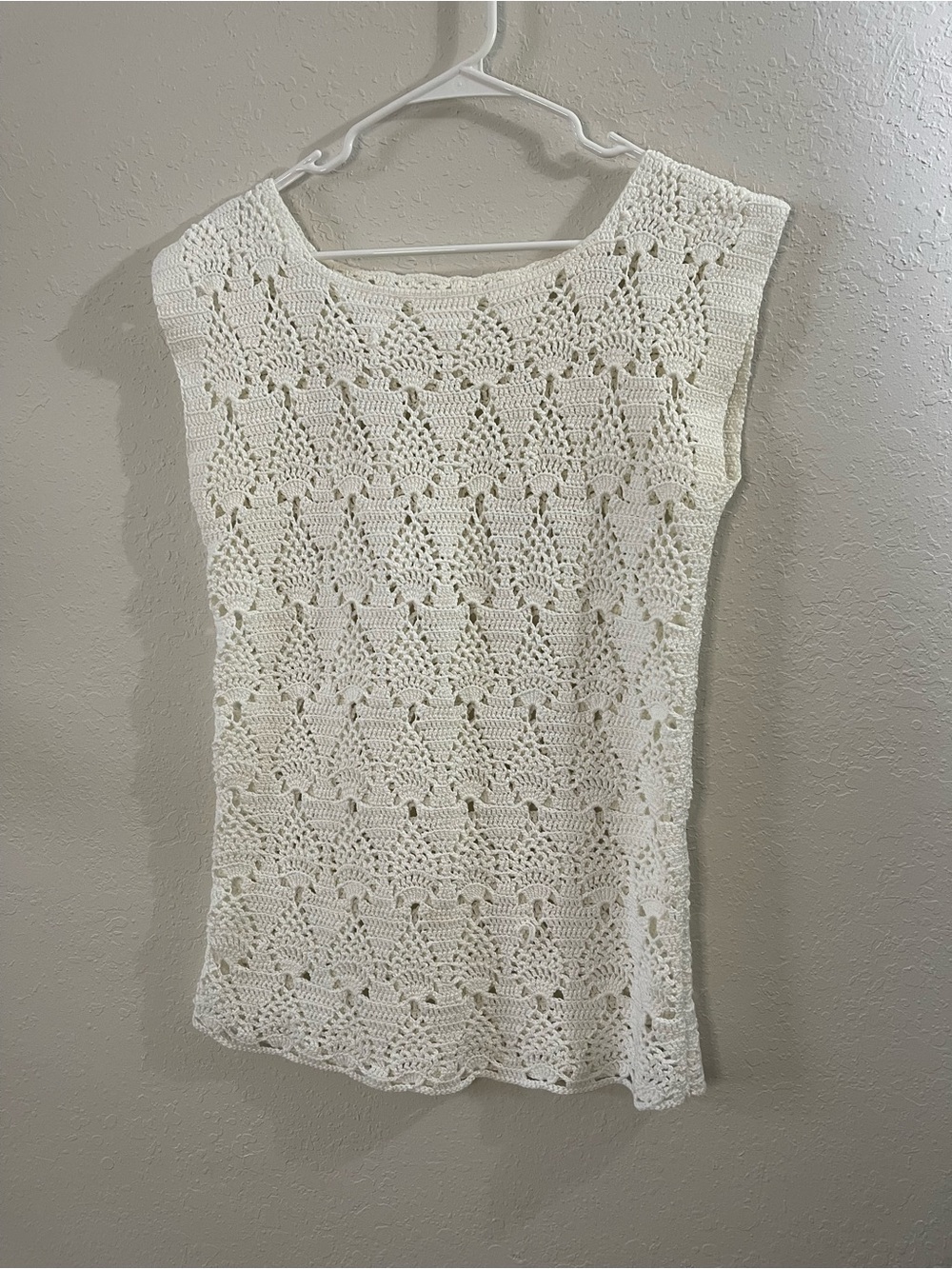 Crochet Knit tunic or swim cover-up - Ivory
